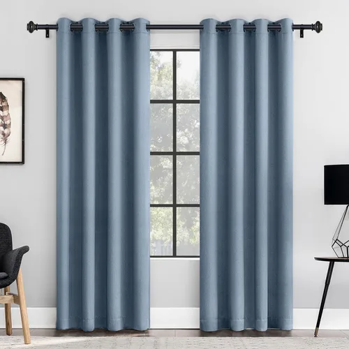 Vista 3 de SIMEWIN Barras de cortina negras para ventanas de 28 a 48 pulgadas, ajustables, decorativas, de 1 pulgada de diámetro, juego de cortineros Negro
