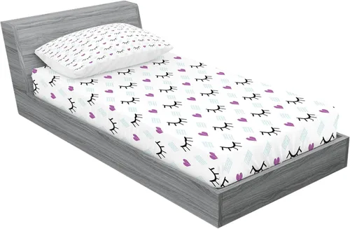 Vista 136 de Ambesonne - Juego de sábanas bajeras y fundas de almohada, diseño primaveral de acuarelas con jardín de hierbas y flores, juego de 4 piezas