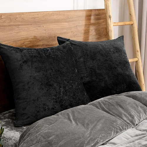 Vista 2 de PHF Fundas de almohada de terciopelo real, 24 x 24 pulgadas, sin rellenos, paquete de 2 fundas de cojín de color degradado, ultra suaves