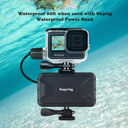 Vista 4 de Suptig Carcasa impermeable, funda impermeable para buceo, funda de carga compatible con Gopro Hero 11 Hero 10 Hero 9, color negro, impermeable, 164