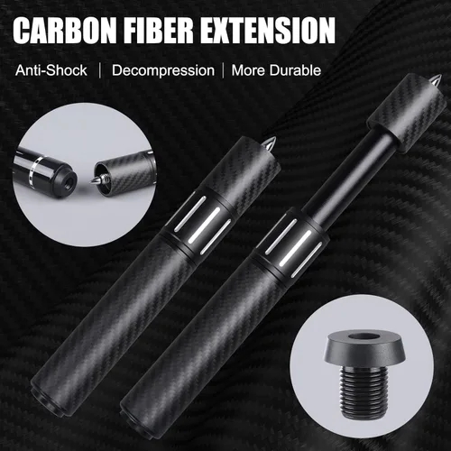 Vista 7 de Premium Pool Cue Stick Set, 58'' Billiard Cues Canadian Maple Wood Stick 13mm Tip with Pool Cue Case, Telescopic Carbon Fiber Extension Cue &