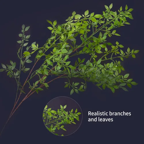 Vista 5 de Melorca&Guilla Plantas artificiales, 2 ramas sintéticas de 43 pulgadas para jarrón, plantas artificiales, tallos de vegetación sintética