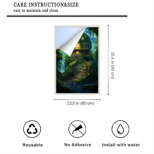 Vista 31 de Película de privacidad rústica para ventana, diseño retro de árbol de casa, vitral, bloqueo solar, control de calor, película decorativa para cubrir