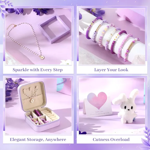 Vista 3 de Eurzom 16 piezas de regalos de moda para adolescentes, regalo de cumpleaños para niñas adolescentes de 12 a 16 años, bata de maquillaje peluda