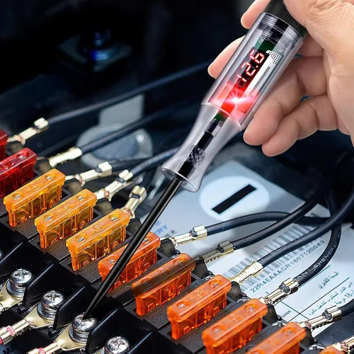 Vista 7 de WINAMOO Lámpara de Prueba Automotriz 5-90V Probador de Circuito LED Digital con Pantalla de Voltaje, Probador de Luz Bidireccional Automático