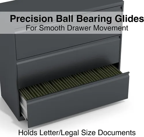 Vista 5 de Lorell Lima lateral de 3 cajones, 42 x 18-5/8 x 40-1/4 pulgadas, carbón