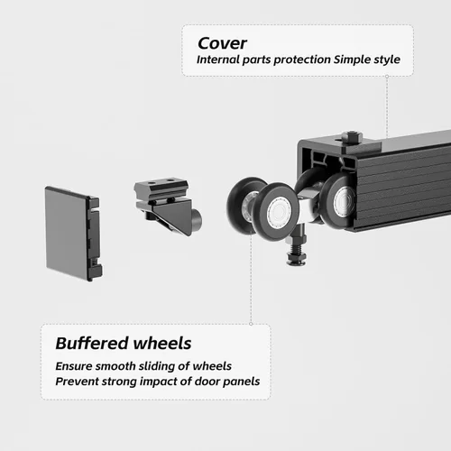 Vista 5 de CCJH Kit de herrajes para puerta corrediza de granero de 6.6 pies/79 pulgadas, montaje en pared de aleación de aluminio, suave y resistente para una