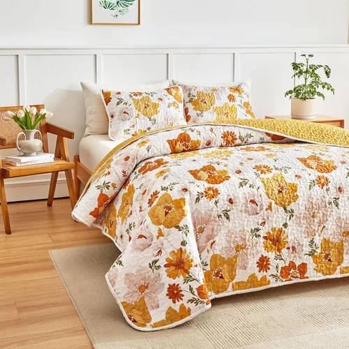 Vista 6 de UOZZI BEDDING Juego de Colcha de 2 Piezas Tamaño Individual de Microfibra Suave Reversible a Rayas Juego de Colcha (1 Colcha + 1 Shams Burdeos)