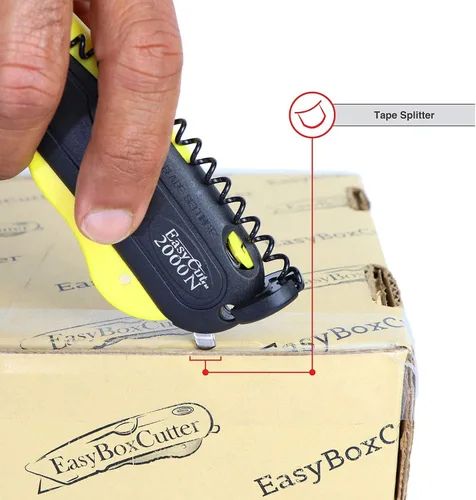 Vista 8 de EasyCut 2000 Cuchillo utilitario retráctil seguro para cortar cajas, amarillo, 09700
