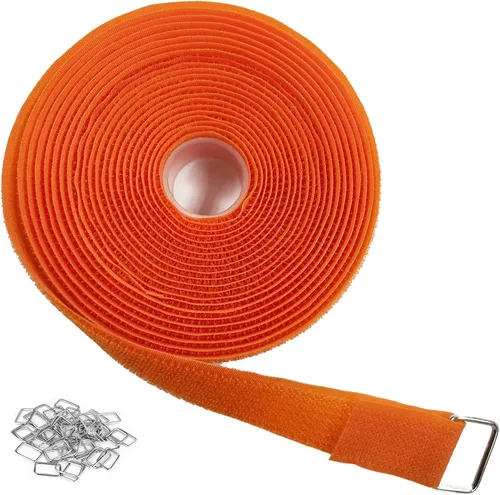 Vista 14 de YMCRLUX Correas de gancho y bucle de 1 x 16 pies con 25 hebillas de metal, correas de cable de fijación ajustables, correa de cincha cortada a