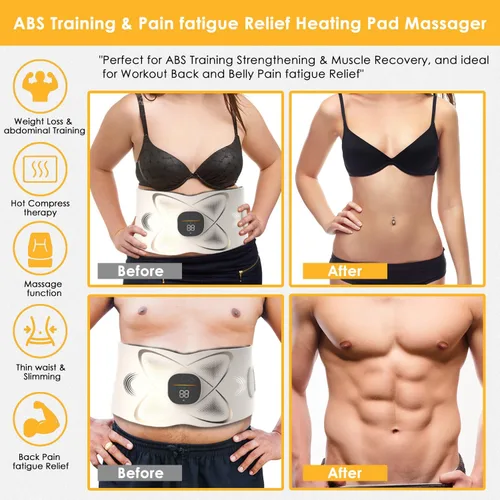 Vista 7 de Escultor de abdominales, cinturón de tonificación abdominal con almohadilla térmica para eliminación de celulitis estomacal, quema de grasa, máquina