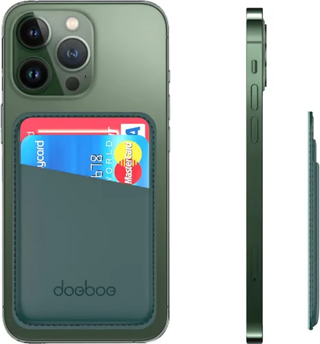Vista 10 de doeboe Tarjetero de cuero para la parte posterior del teléfono, funda de tarjeta de crédito para teléfono celular, funda de cartera de teléfono