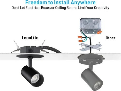 Vista 2 de LEONLITE Foco de techo LED regulable de 5 colores con caja de conexiones incluida, foco ajustable CRI90, luces LED direccionales IP65