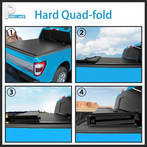 Vista 4 de Perfit Liner - Cubierta tonneau de 5,7 pies (67") de FRP con plegado cuádruple para Nissan Titan 2017-2025, protector de carga para camioneta