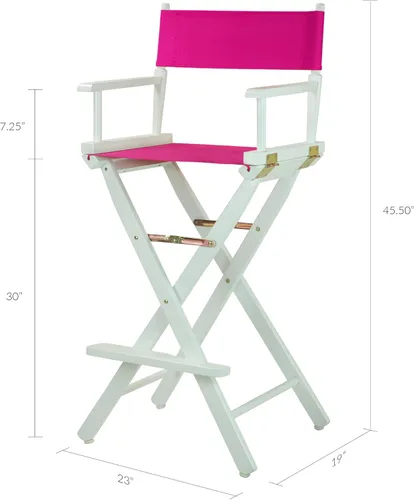 Vista 407 de Casual Home - Silla de director de 30 in, marco blanco, con lona color blanco, altura de barra