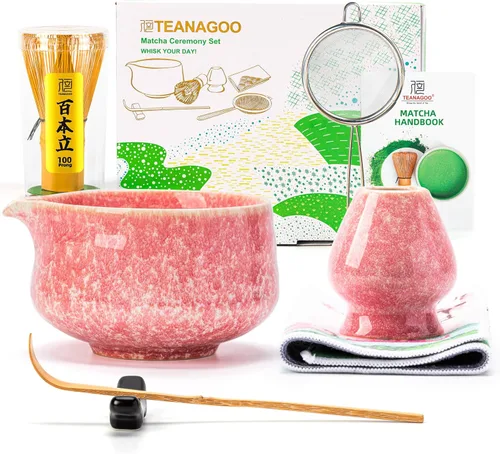 Vista 16 de TEANAGOO Juego de 7 piezas de batidor de matcha, juego de matcha para ceremonia, kit de matcha Junware-Azul, juego de té matcha para hacer