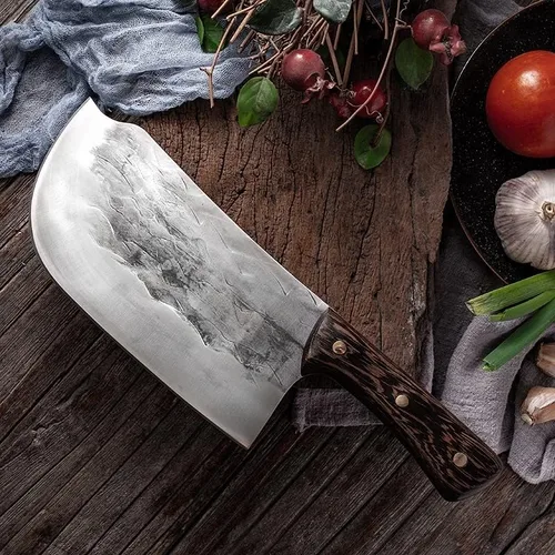 MAYiT Cuchillo de carnicero de carne, cuchillo de corte grueso profesional hecho a mano para cortar huesos, martillo de cocina de chef, herramientas