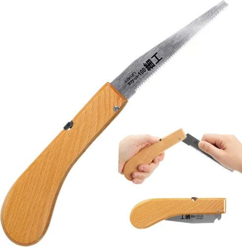 Vista 8 de KAKURI Sierra de tracción japonesa plegable de 4 pulgadas para carpintería, hoja de acero japonesa afilada, mini sierra de mano de bolsillo