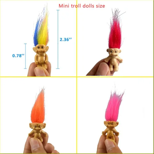 Vista 6 de Yintlilocn - Paquete de 11 muñecas Troll vintage, muñecas retro Troll cromáticas adorables para colecciones, proyectos escolares, artes