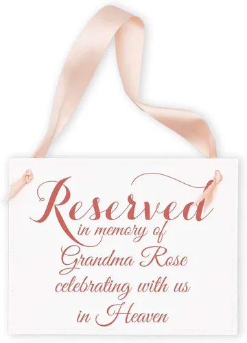 Letrero conmemorativo de boda personalizado para honrar a seres queridos | Bandera para silla de ceremonia para reservar asiento Fabricado en