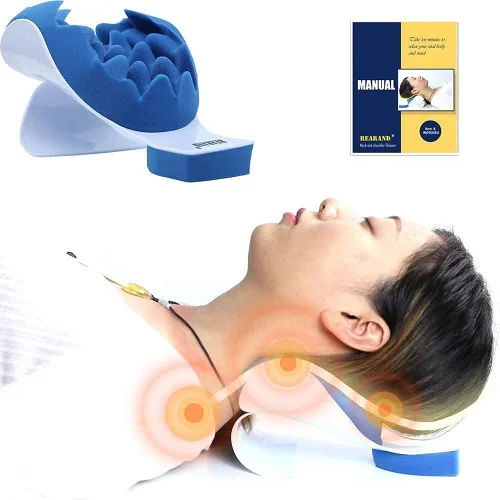 REARAND® Relajante de cuello y hombros - Estirador ergonómico de cuello para aliviar el dolor, almohada quiropráctica para alineación de la columna