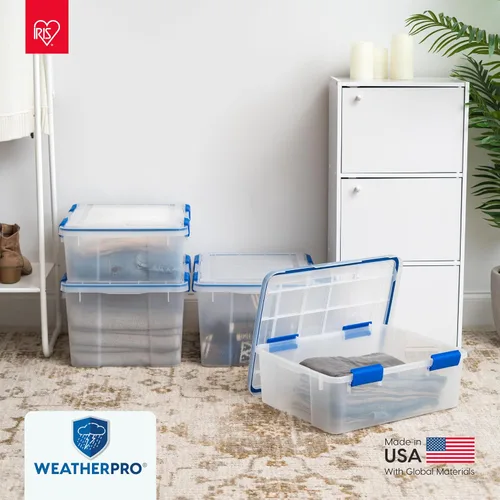 Vista 9 de IRIS USA - Contenedor organizador de plástico hermético de 16 cuartos de galón con tapa duradera y sello y hebillas de cierre seguro