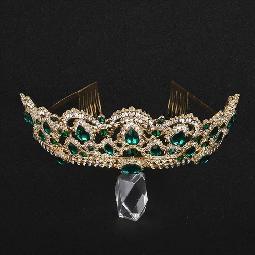 Vista 4 de Tiaras de coronas para mujer, corona de reina barroca real con diamantes de imitación, coronas de novia con peine, coronas de princesa