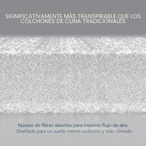 Vista 5 de HALO DreamWeave Colchón de cuna y para niños pequeños - 100% colchón transpirable y núcleo, diseño de 2 etapas de doble cara, funda lavable a