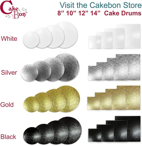 Vista 9 de Cakebon Tablas redondas para tartas – Tambores resistentes de 1/2 pulgada de grosor – Base profesional de 8 pulgadas para bordes completamente Negro