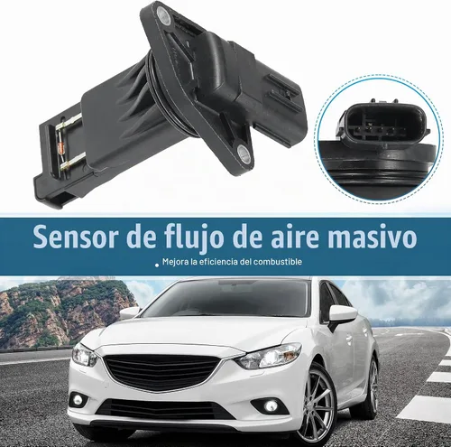 Vista 6 de X AUTOHAUX Sensor de flujo de aire masivo para Mazda CX-9 CX-5 CX-3 3 6 MX-5 Miata 1525A031 PE01-13-215 E5T62271 Plástico Negro 5 Pines MAF Sensor