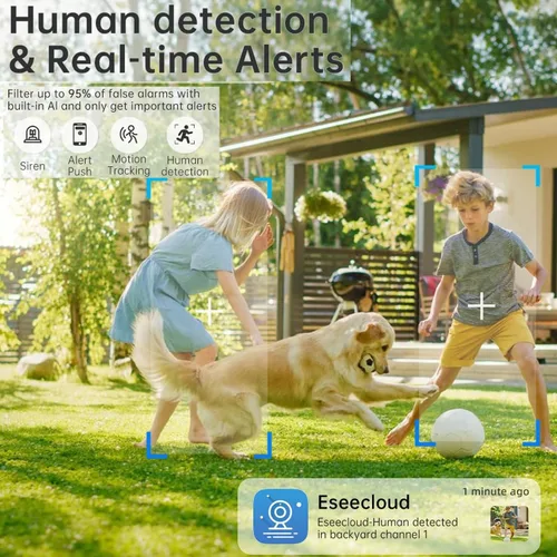 Vista 3 de Cámara de seguridad para ventana de 3MP, monitoreo WiFi 6 de 5GHz y 2.4GHz para interior/exterior, visión nocturna a color AI máxima, ángulo amplio