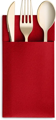 Vista 9 de Paquete de 50 servilletas desechables de lino con bolsillo integrado para cubiertos, color rojo brillante, como servilletas de papel para Navidad