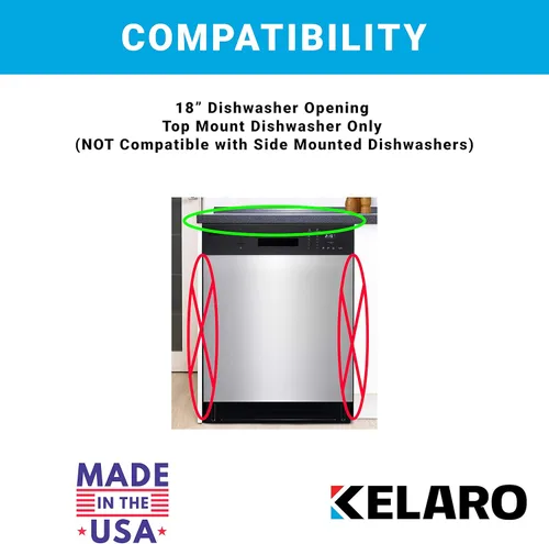 Vista 3 de Kelaro Kit de soporte de montaje para lavavajillas EZ compacto de 18" para encimeras de granito y cuarzo