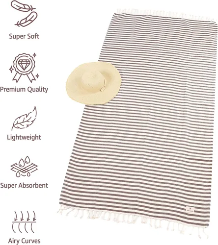 Vista 26 de American Soft Linen Peshtemal - Toallas de playa 100 % algodón, ligeras, sin arena, de secado rápido, para piscina de playa, juego de peshtemal