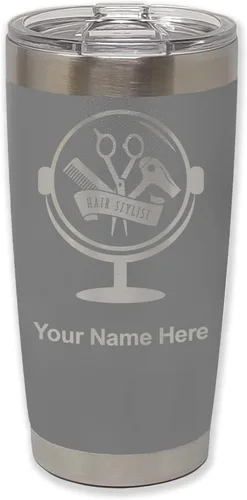 Vista 34 de LaserGram Taza de 20 onzas con aislamiento al vacío, para estilista de cabello, con grabado personalizado incluido (negro)