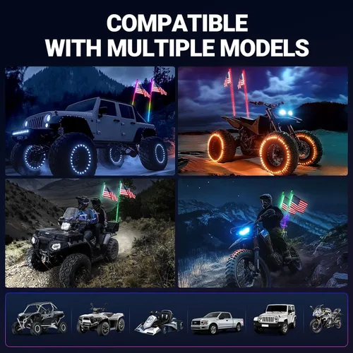 Vista 6 de IMARS 2 luces LED en espiral de 4 pies con Bluetooth y control remoto, 20 colores, 366 modos de iluminación, luz RGB de persecución resistente a