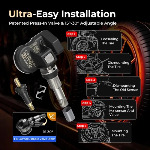 Vista 7 de Autel Sensor TPMS 1 sensor, válvula de metal MX-Sensor 315 MHz + 433 MHz, programable universal especialmente diseñado para reemplazo de sensores