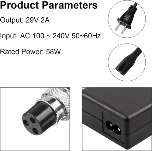 Vista 4 de Cargador de batería de scooter eléctrico de 29V 2A para Razor Mx350, compatible con Razor E100/E300/Ciclomotor/Dirt Bike.