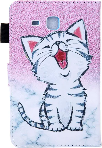 Vista 5 de Funda para Samsung Galaxy Tab A 7.0 pulgadas Tablet 2016 SM-T280/T285, con soporte para lápiz, ranuras para tarjetas, cuero sintético, soporte