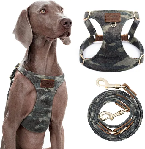 Vista 35 de Arnés sin tirones para perro, con correa multifunción, pechera suave y ajustable para mascota, no ahorca, chaleco a prueba de escape, azul vaquero