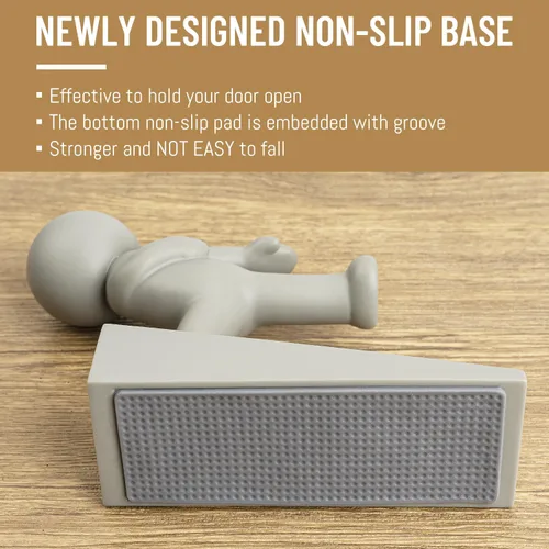 Vista 4 de Lindo tope de puerta, decorativo y resistente, tope de puerta decorativo, cuña delantera inferior adecuada para más puertas, gris (patentado)
