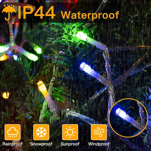 Vista 4 de Ollny Luces de Navidad, 66 pies, 200 luces LED para árbol de Navidad con 11 modos, control remoto, IP44, impermeable, cambio de color, luces