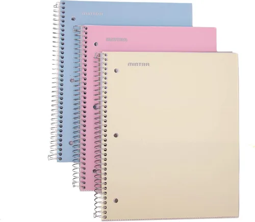 Vista 2 de Mintra Office Durable Spiral Notebook - 2 Subject (Junior Size 3pk (6.5in x 9.5in), Arctic Ice, Sun Yellow, Spring Pink)