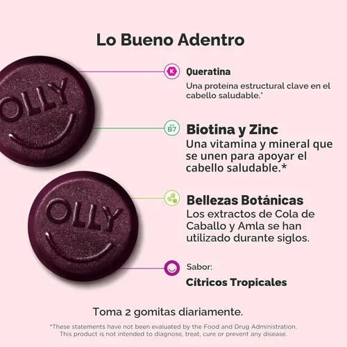 Vista 3 de OLLY Heavenly Hair - Gomitas para el cabello; favorecen un crecimiento del cabello saludable; con queratina, biotina, amla; suplemento masticable