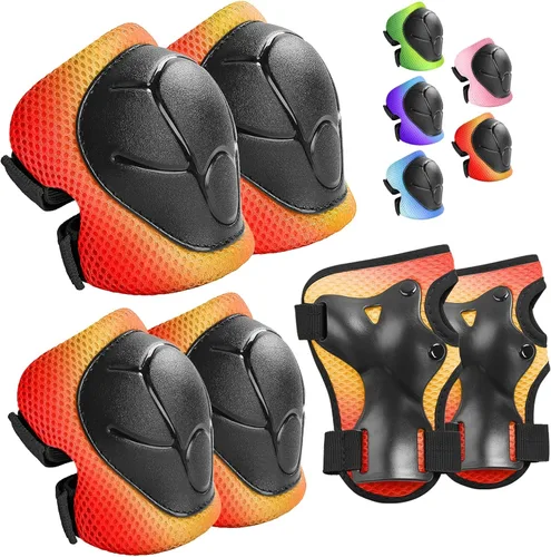 Vista 13 de Wemfg - Juego de protección para niños, rodilleras para niños de 3 a 14 años, rodilleras y coderas con protectores de muñeca 3 en 1 para patinaje