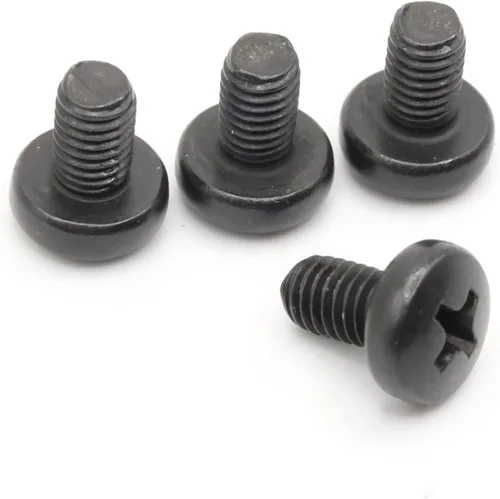 Vista 5 de Tornillos negros para placa de matrícula Audi y VW, Phillips Machine Pan Head 18-8, acero inoxidable, pernos M6-0.039 x 0.315 in (paquete de 4)