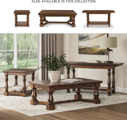 Vista 5 de Signature Design by Ashley Sturlayne - Mesa auxiliar clásica con estante abierto, color marrón claro