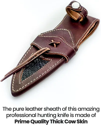 Vista 8 de LC - Cuchillo de caza de 10 pulgadas hecho a mano de Damasco y afilador de cuchillas, cuchillo de caza con vaina, cuchillo de supervivencia