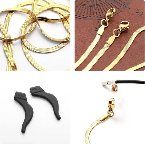 Vista 6 de Eyeglass Chains for Women Stylish Glasses Chains Face Mask Holder Gold Plated Silver Black