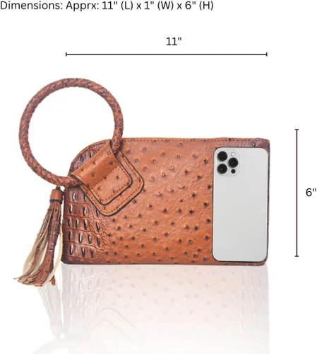 Vista 3 de NGIL Mini bolso de pulsera de piel sintética para mujer con borla de flecos, cartera de pulsera para mujer